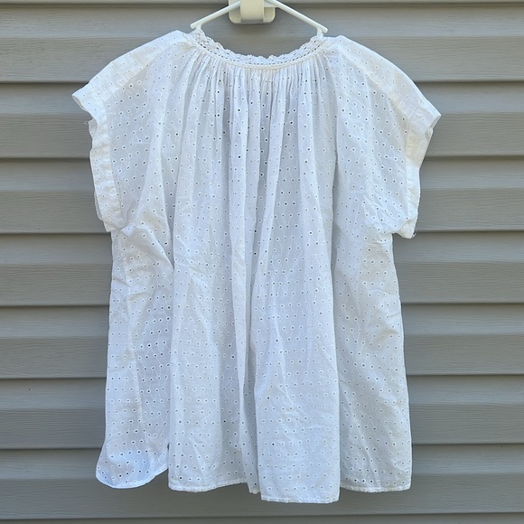Nili Lotan | Brittany White Eyelet Cap Sleeve Blouse size Extra Small - Picture 6 of 6